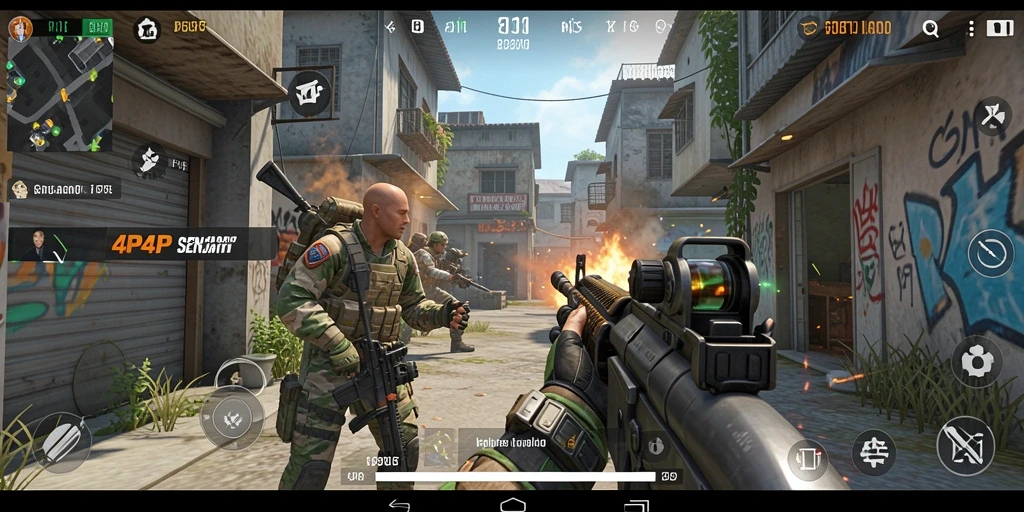 Gameplay FPS yang seru dan mendebarkan di 4P4P.