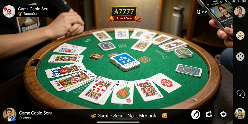 Menampilkan gameplay A7777 yang seru dalam permainan Gaple.