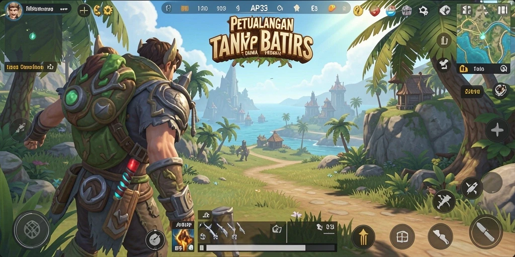 Tangkapan layar utama dari gameplay API33 yang menampilkan dunia terbuka yang luas.