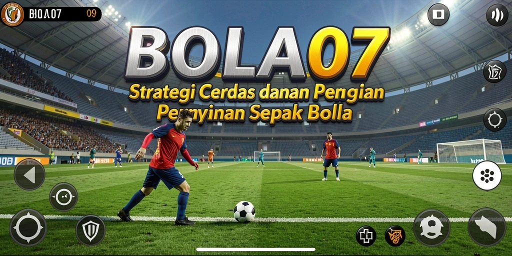 Screenshot gameplay BOLA07 menampilkan aksi strategis tim sepak bola.