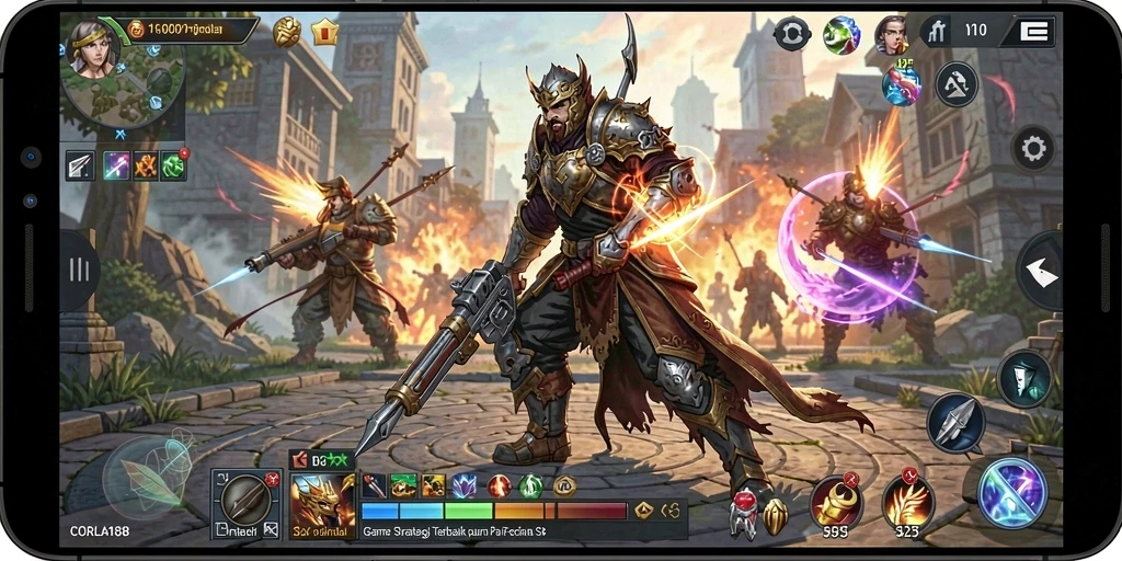 Tampilan pertempuran seru dalam gameplay SLG CORLA188.