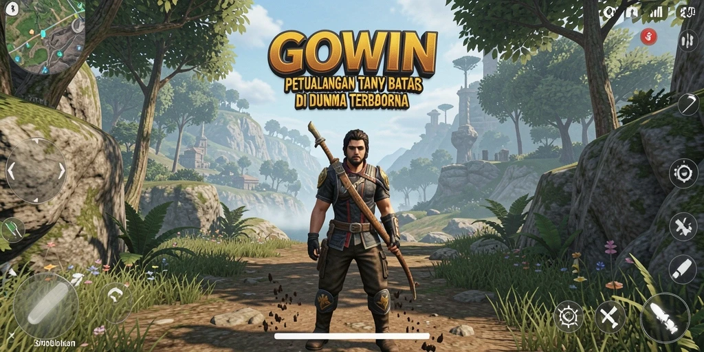 Tampilan gameplay GOWIN yang memukau dengan dunia terbuka.