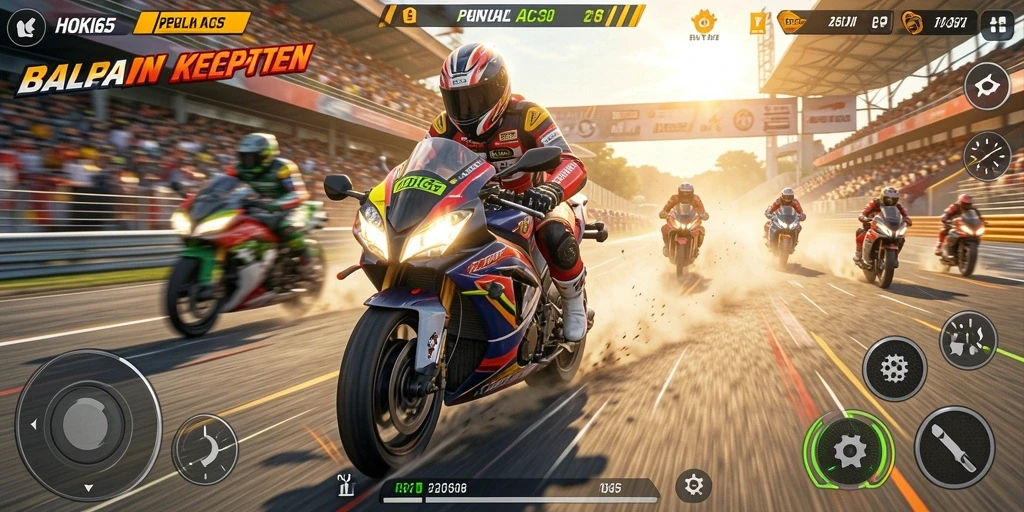Gameplay HOKI65 yang mendebarkan dalam balapan motor.