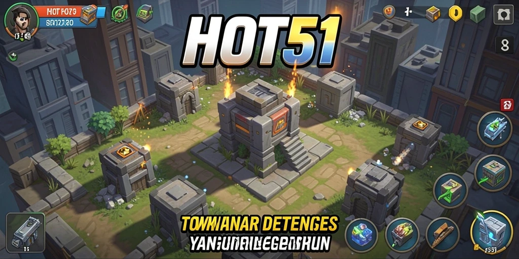 Skrinsut dari gameplay HOT51 menampilkan strategi menempatkan menara Tower Defense.