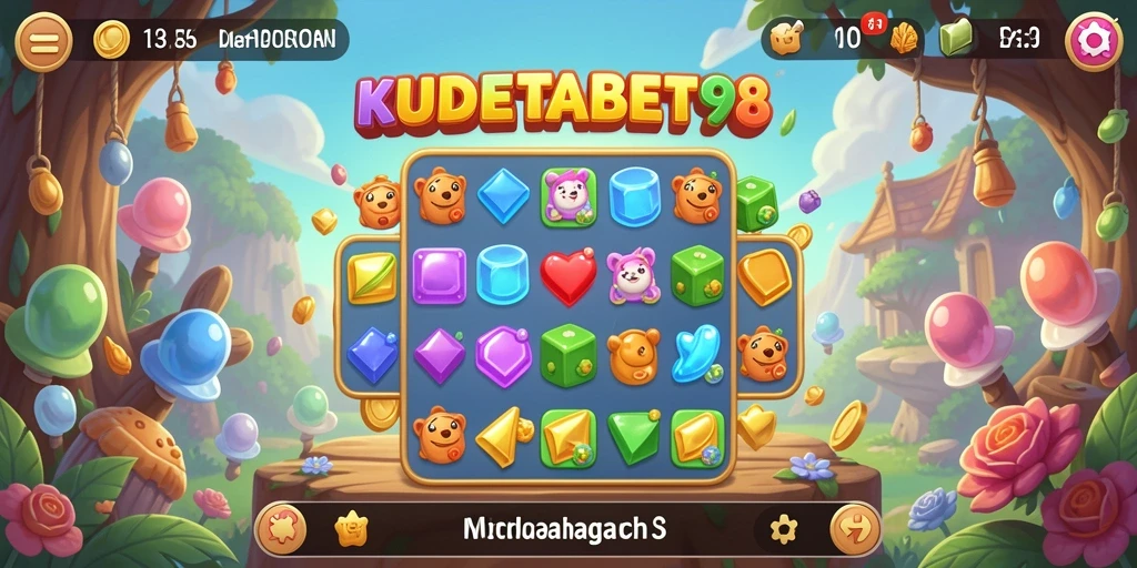 Tampilan gameplay seru di KUDETABET98 dengan elemen match-3 yang menarik.