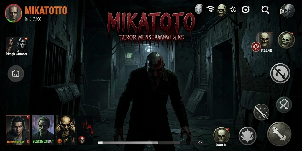 Screenshot gameplay <strong>MIKATOTO</strong> menampilkan suasana menyeramkan yang intens.