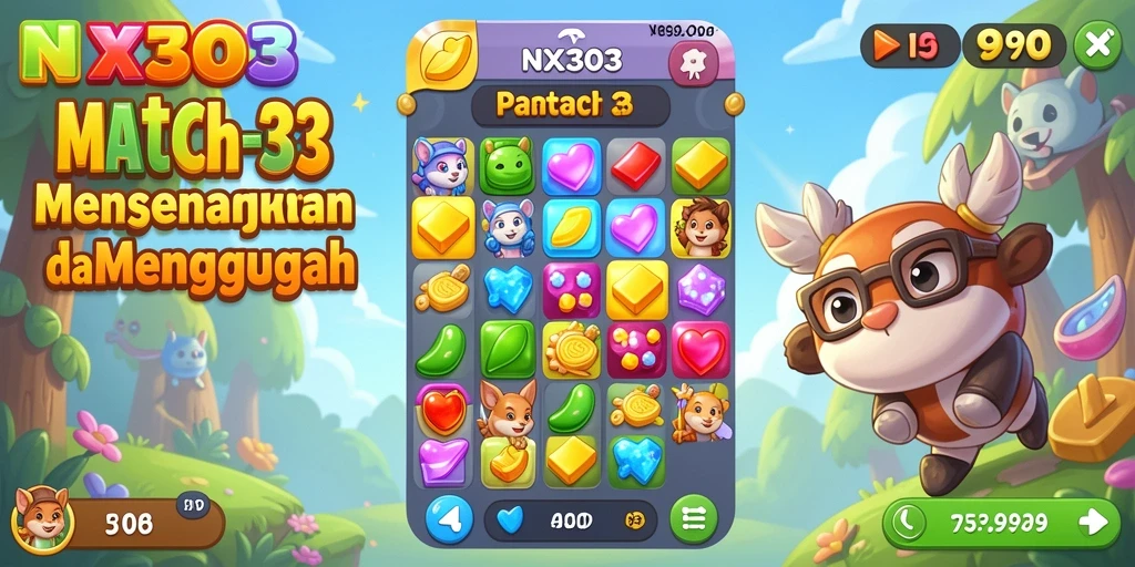 Tampilan gameplay menakjubkan dari NX303 dalam aksi Match-3.