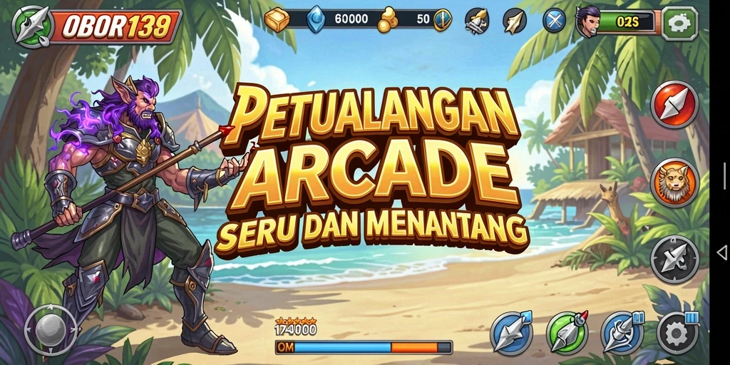 Screenshot gameplay menarik dari OBOR138 dengan tantangan Arcade.