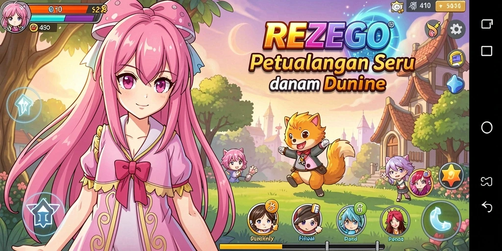 Tampilan gameplay menarik dengan karakter anime yang dinamis.