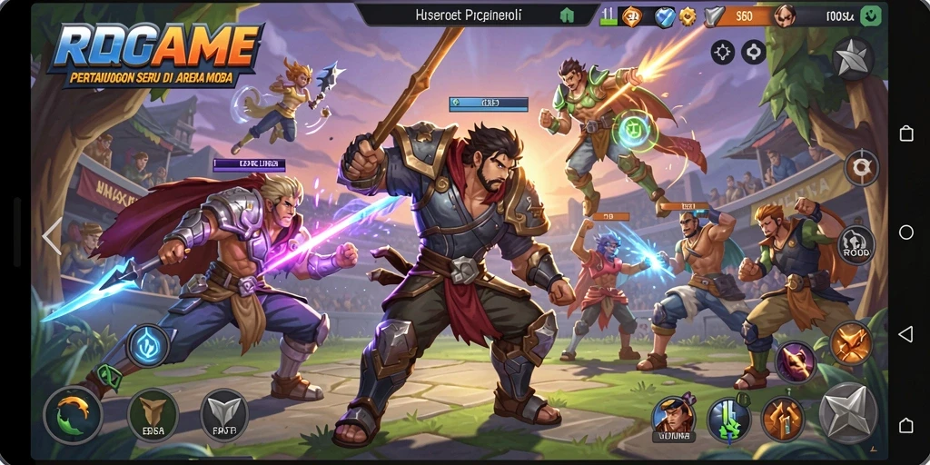 Tampilan live gameplay RPGAME di arena MOBA yang seru.
