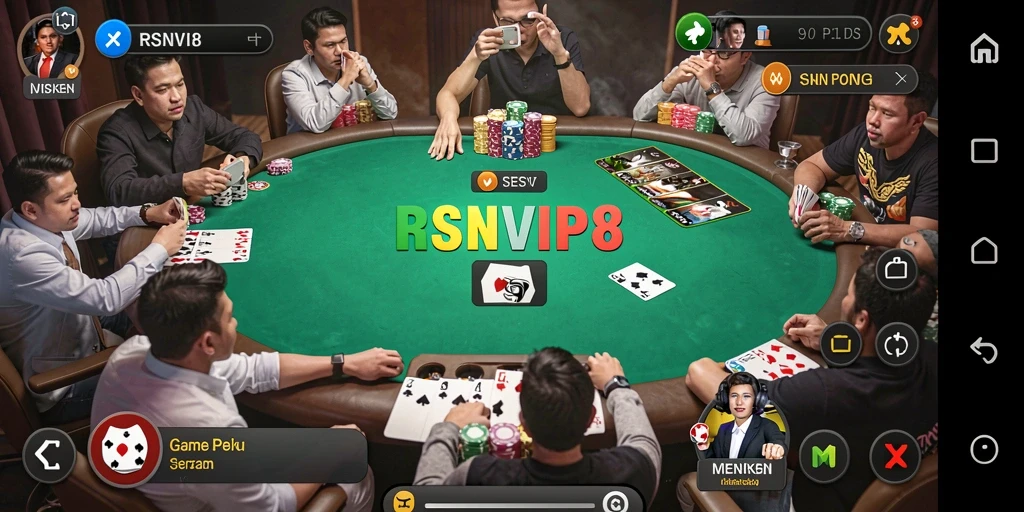 Tampilan gameplay Poker yang seru di RSNVIP8.