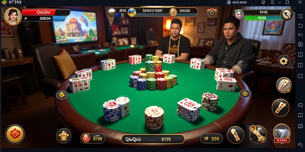 Screenshot gameplay QiuQiu di RT99 yang menampilkan pertarungan seru antar pemain.
