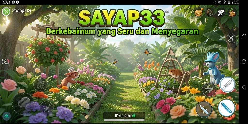 Screenshot menunjukkan aktivitas berkebun yang seru dan interaktif dalam SAYAP33.