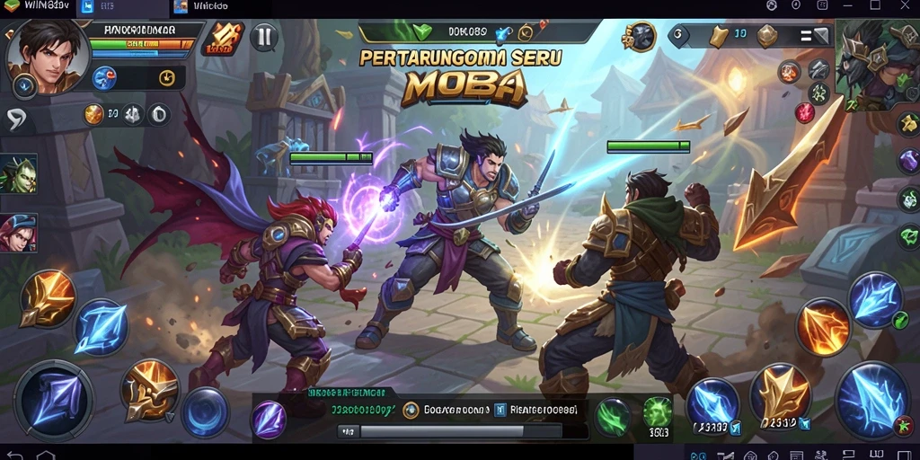 Gameplay seru dari game MOBA WIN88 dengan pertarungan tim.